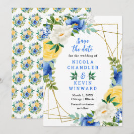 Blue and Yellow Flowers Wedding セーブザデート