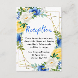 Blue and Yellow Flowers Wedding Reception エンクロージャーカード