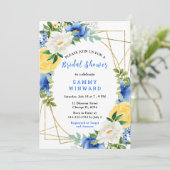 Blue and Yellow Flowers with Foliage Bridal Shower 招待状 (スタンド正面)