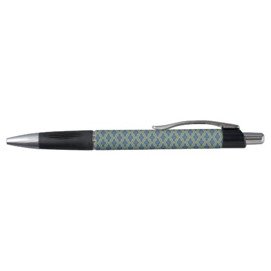 Blue and Yellow Geometric Pattern Pen ボールペン (トップ)