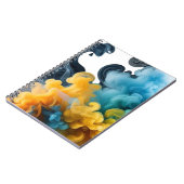 Blue and Yellow Ink Swirl Abstract Notebook ノートブック (左側)