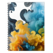 Blue and Yellow Ink Swirl Abstract Notebook ノートブック (正面)