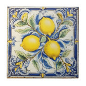 Blue and Yellow Lemon Decorative Tile タイル (正面)