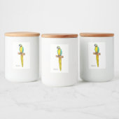 Blue-and-yellow macaw bird cartoon illustration フードラベル (ボトル)