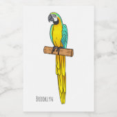 Blue-and-yellow macaw bird cartoon illustration フードラベル (シングルラベル)
