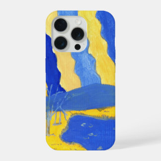 Blue and Yellow Minimalistic Landscape Phone Case iPhone 15 Proケース