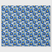 Blue and yellow painterly flowers ラッピングペーパー (フラット)