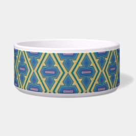 Blue and Yellow Pattern Ceramic Pet Bowl ボウル