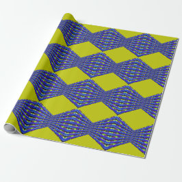 blue and yellow pattern design ラッピングペーパー