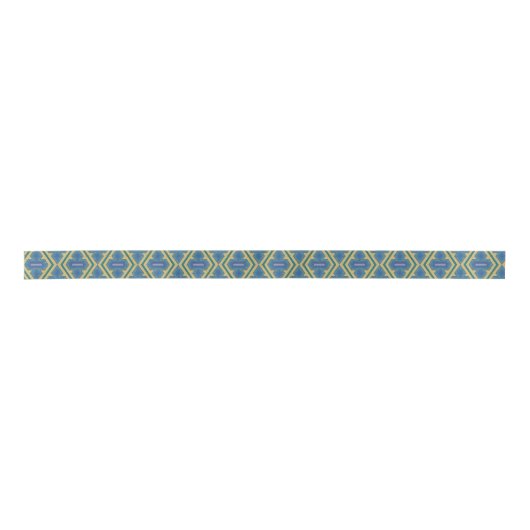 Blue and Yellow Pattern Satin Ribbon サテンリボン (正面)