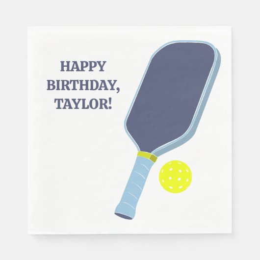 Blue and Yellow Pickleball Paddle Personalized スタンダードランチョンナプキン (正面)