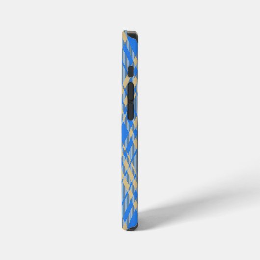 Blue and Yellow Scottish Tartan Plaid iPhoneケース (左側面)