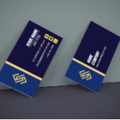 Blue and Yellow Simple Lines Business Card 名刺