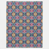 Blue and Yellow Stylish Bohemian フリースブランケット (正面)