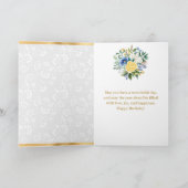 Blue and Yellow Summer Flowers Gold Foil Birthday カード (内部)