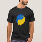 Blue and Yellow Victory Cats Balanced Yin Yang Meo Tシャツ (正面)