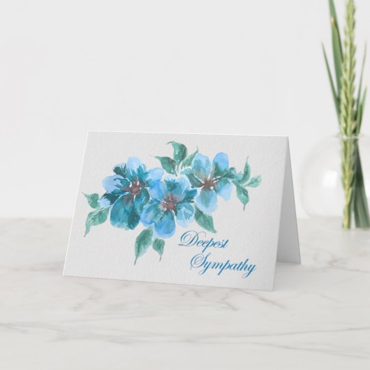 Blue Anemones Sympathy Card – Watercolor カード (正面)