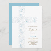 blue angels pattern Holy Cross Baptism 招待状 (正面/裏面)