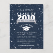 Blue Any Yearクラス懇親会デザイン招待状 ポストカード (正面)