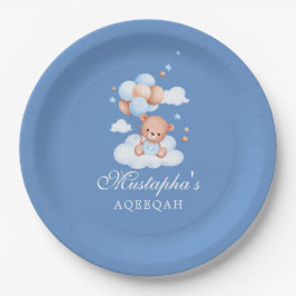 Blue Aqiqah Baby Boy Paper Plates ペーパープレート