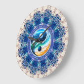 Blue Aqua Balance Rise Journey Change Affirmation ラージ壁時計 (傾斜)