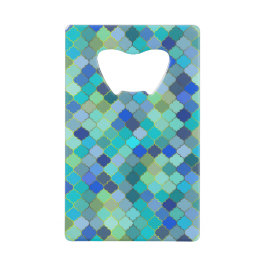 Blue Aqua Moroccan Mosaic クレジットカード栓抜き