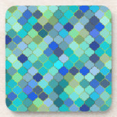 Blue Aqua Moroccan Mosaic コースター (正面)