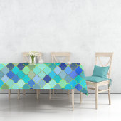 Blue Aqua Moroccan Mosaic テーブルクロス