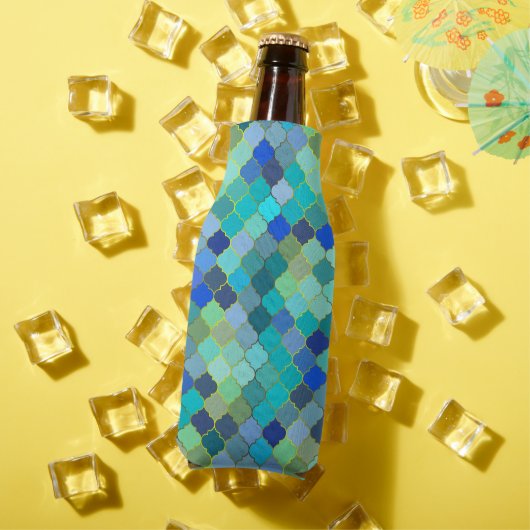 Blue Aqua Moroccan Mosaic ボトルクーラー (インサイチュ 夏)