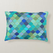 Blue Aqua Moroccan Mosaic Pattern アクセントクッション (裏面)