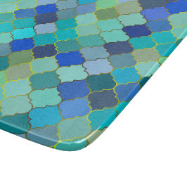 Blue Aqua Moroccan Mosaic Pattern カッティングボード