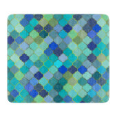 Blue Aqua Moroccan Mosaic Pattern カッティングボード (正面)