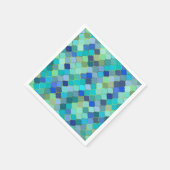 Blue Aqua Moroccan Mosaic Pattern スタンダードカクテルナプキン (角)