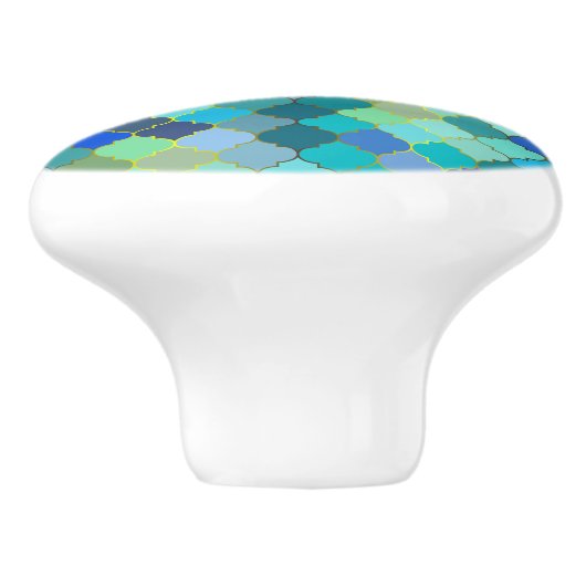 Blue Aqua Moroccan Mosaic Pattern セラミックノブ (側面)