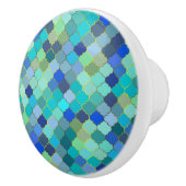 Blue Aqua Moroccan Mosaic Pattern セラミックノブ (右)