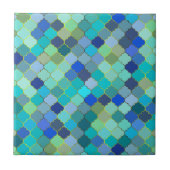 Blue Aqua Moroccan Mosaic Pattern タイル (正面)