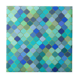Blue Aqua Moroccan Mosaic Pattern タイル