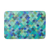 Blue Aqua Moroccan Mosaic Pattern バスマット (正面)