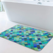 Blue Aqua Moroccan Mosaic Pattern バスマット