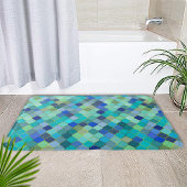Blue Aqua Moroccan Mosaic Pattern バスマット