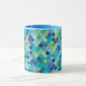 Blue Aqua Moroccan Mosaic Pattern マグカップ (中央)