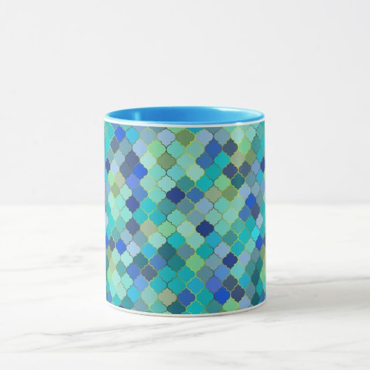 Blue Aqua Moroccan Mosaic Pattern マグカップ (中央)
