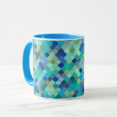 Blue Aqua Moroccan Mosaic Pattern マグカップ (正面左)