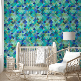 Blue Aqua Moroccan Mosaic Pattern 壁紙