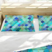 Blue Aqua Moroccan Mosaic Pattern 枕カバー