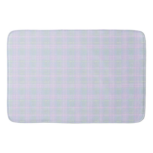  Blue Aqua Praire Plaid バスマット (正面)