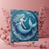 Blue Aquamarine Mermaid Ocean Bubble Mosaic Lustre タイル