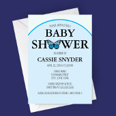 Blue Arch Butterfly Baby Shower Invitation 招待状
