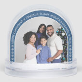 Blue Arch Christmas Family Photo with Snowflakes (正面)