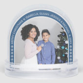 Blue Arch Christmas Family Photo with Snowflakes (裏面)